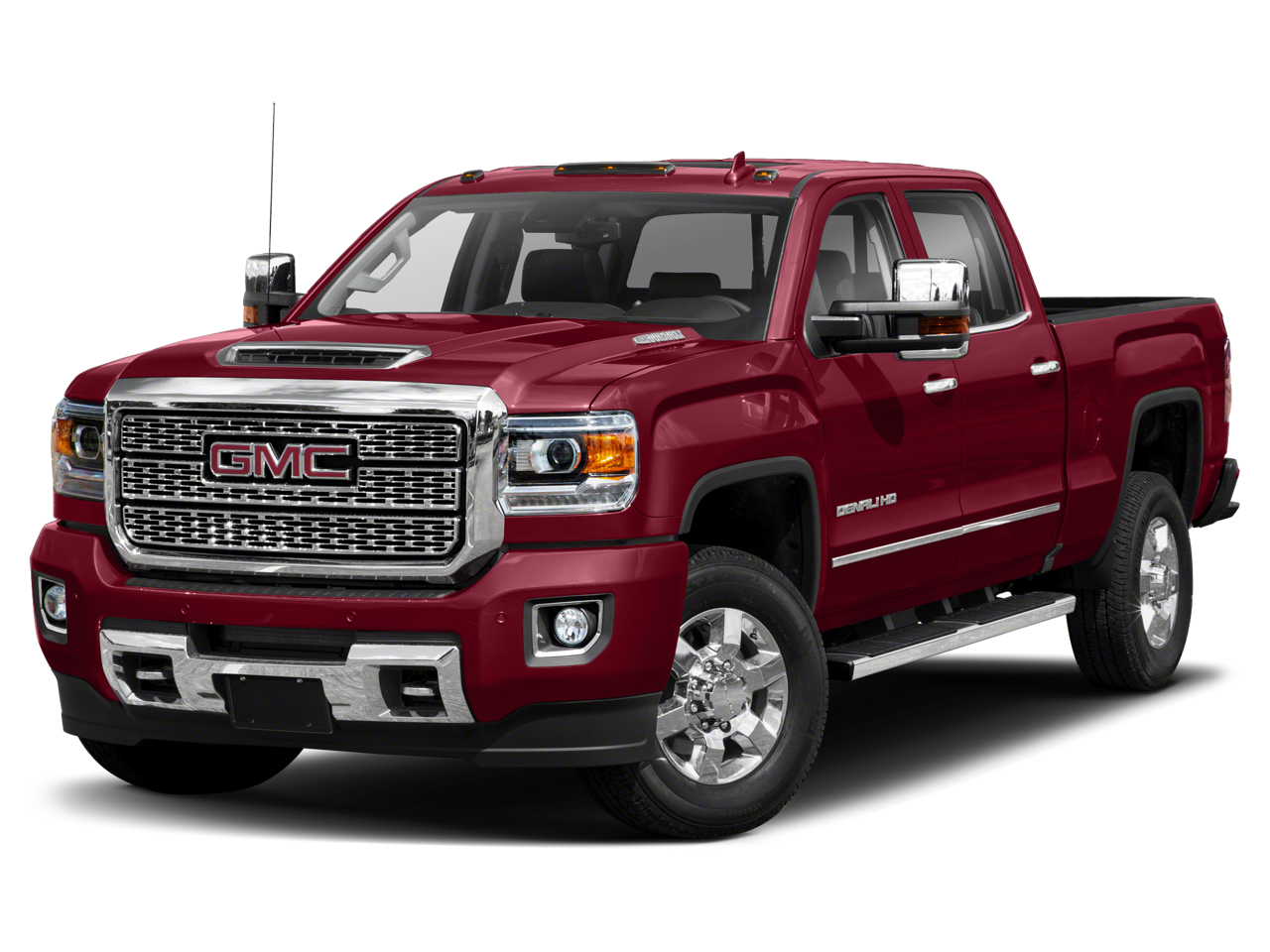 2019 GMC Sierra 3500 HD Denali in Red Quartz Tintcoat — front three-quarter view