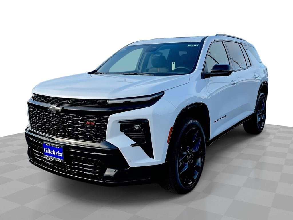 2026 Chevrolet Traverse RS in Polar White Tricoat — front three-quarter view