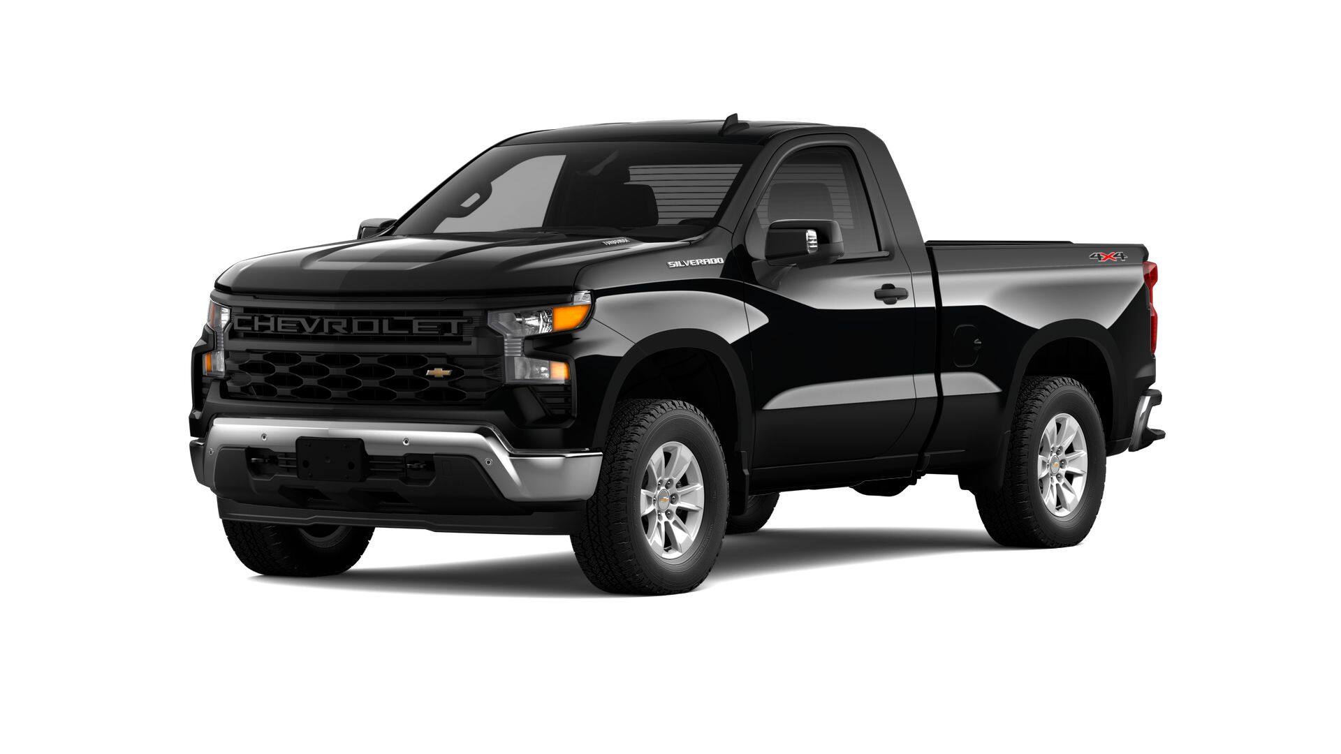 2026 Chevrolet Silverado 1500 WT in Black — front three-quarter view