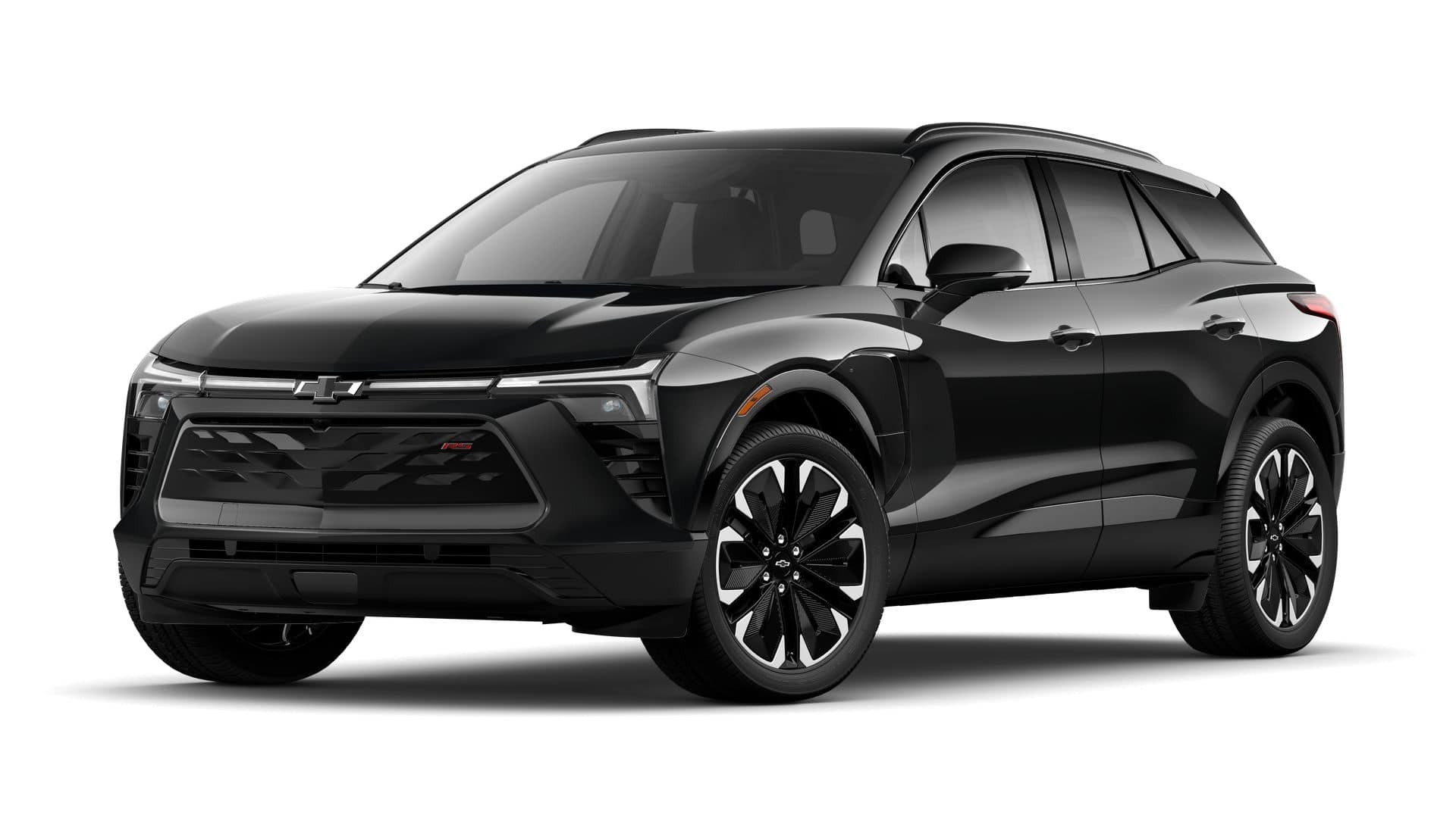2024 Chevrolet Blazer EV RS in Black — front three-quarter view